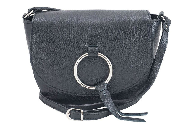 Skórzana listonoszka damska Barberins - Granatowa