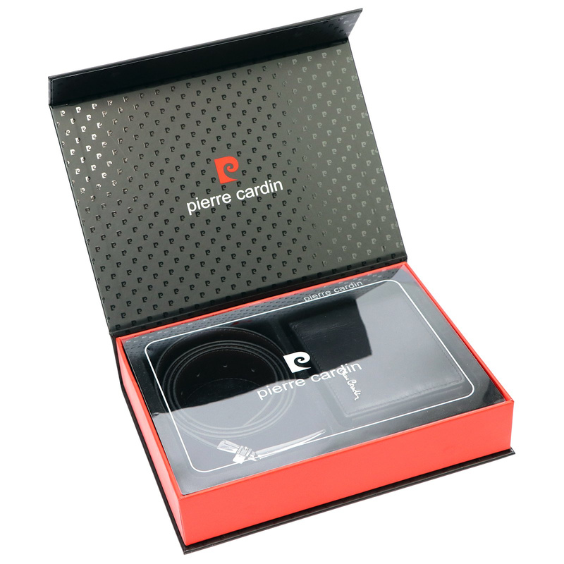 Pierre Cardin męski zestaw prezentowy skórzany portfel i pasek do spodni