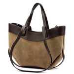 Vera Pelle damska torebka na ramię stylowa shopperbag zamsz z kosmetyczką