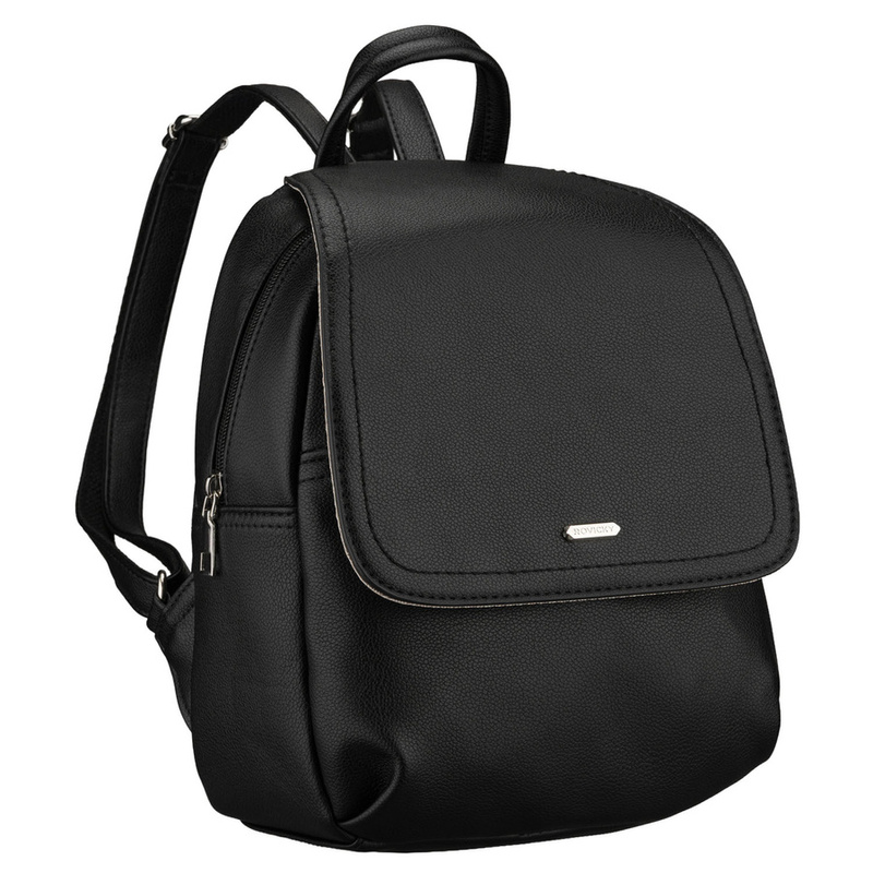 Czarny, miejski plecak damski ze skóry ekologicznej - Rovicky