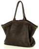 Duża torebka skórzana oversize style shopper bag - MARCO MAZZINI ciemny brąz caffe