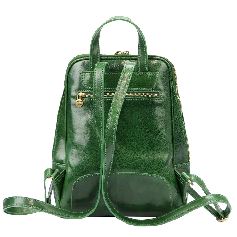 Florence Miejski Damski plecak skóra naturalna z kieszeniami na suwak