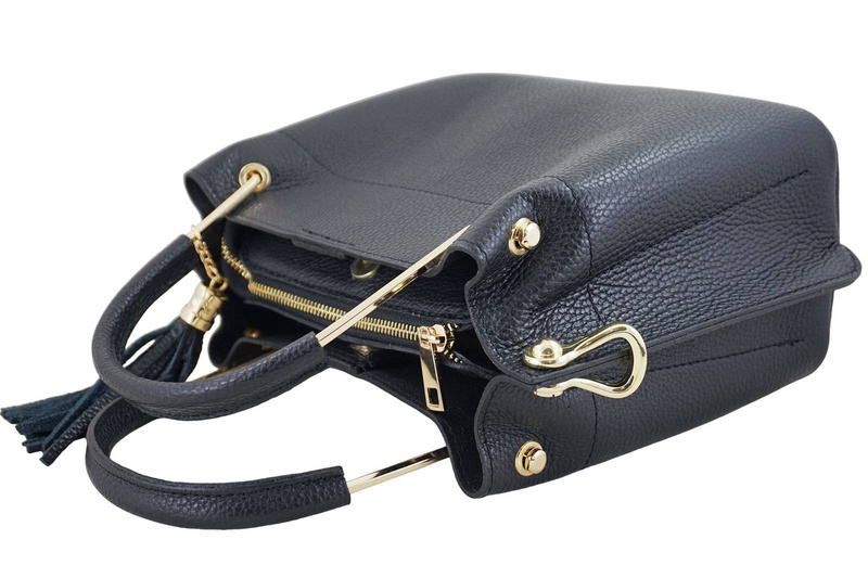 Torebka kuferek damski skórzany - Czarny