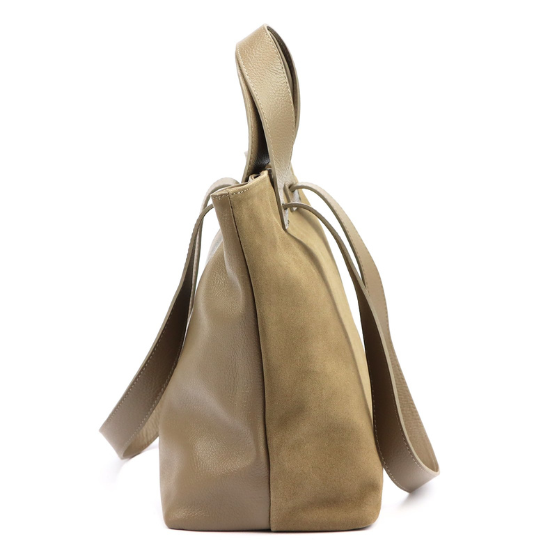 zamsz + Damska torebka ze skóry naturalnej Luka 25-077