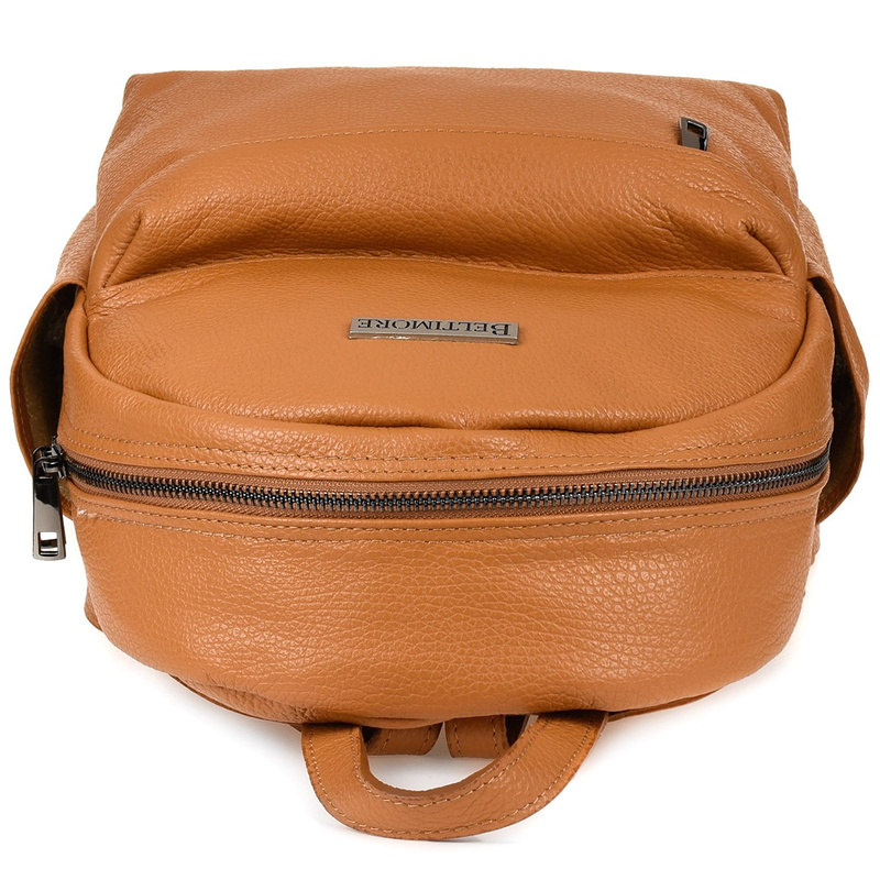 Camelowy mały skórzany plecak damski elegancki plecaczek A5 Beltimore P15