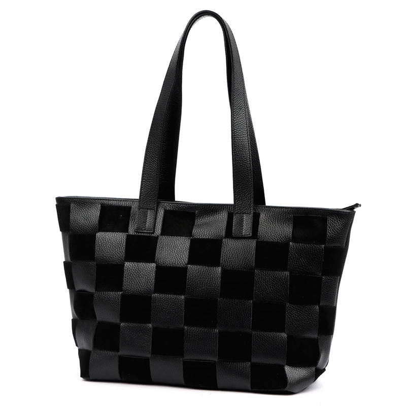 Luka Duża dwukomorowa damska shopperbag pleciony wzór torebka na ramię