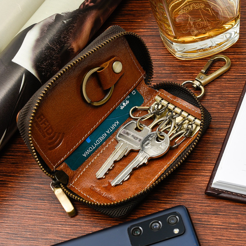 Etui na klucze premium skórzane kluczówka Beltimore tan P87