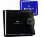 Duży, skórzany portfel męski bez zapięcia - Rovicky