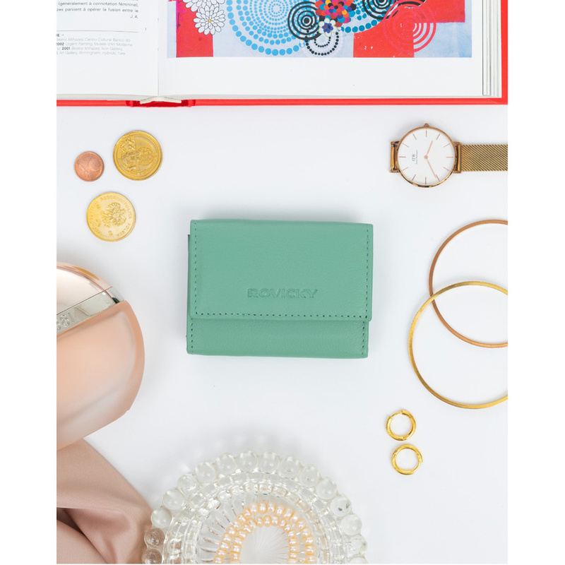 Rovicky Portfel Damski Mała Portmonetka Skóra Naturalna Przegrody Kieszeń