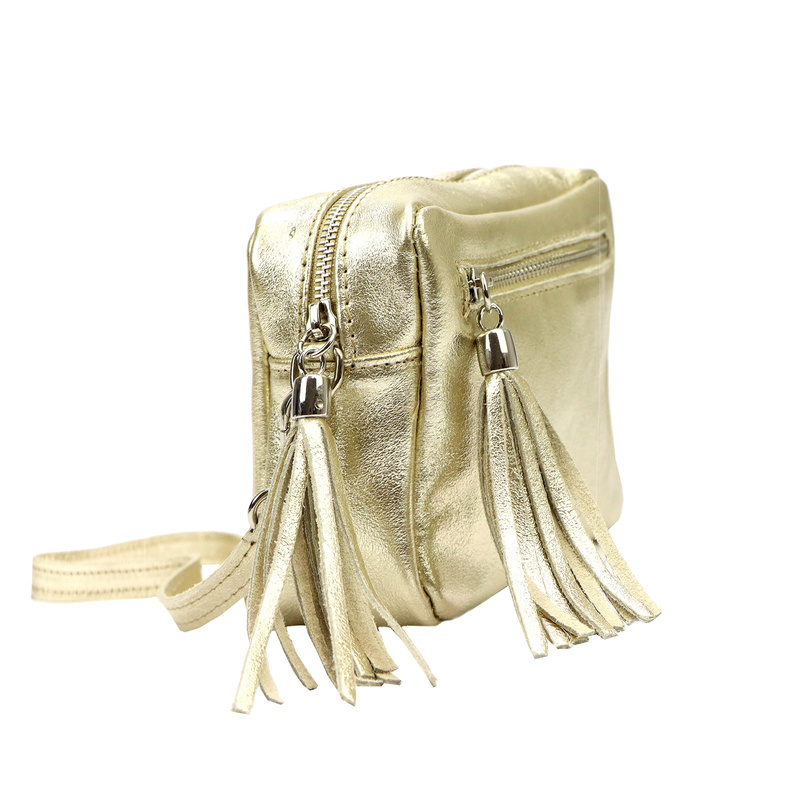 Vera Pelle damska mała listonoszka skóra naturalna torebka z kieszeniami