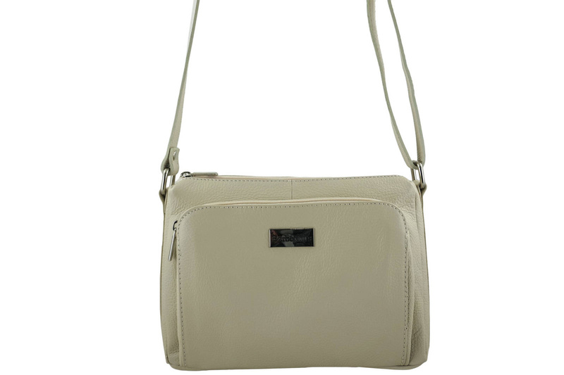 Listonoszka skórzana z kieszeniami - Beżowa jasna