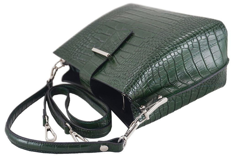 Torebka skórzana na ramię - CROCO - Czarny