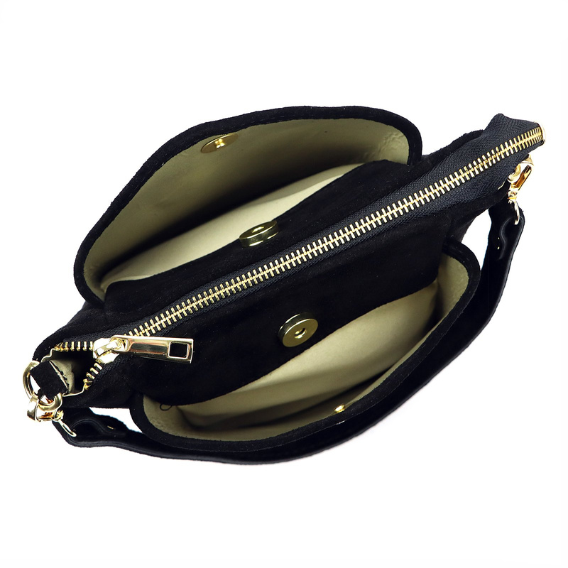 Vera Pelle damska listonoszka torebka na ramię skóra naturalna zamszowa