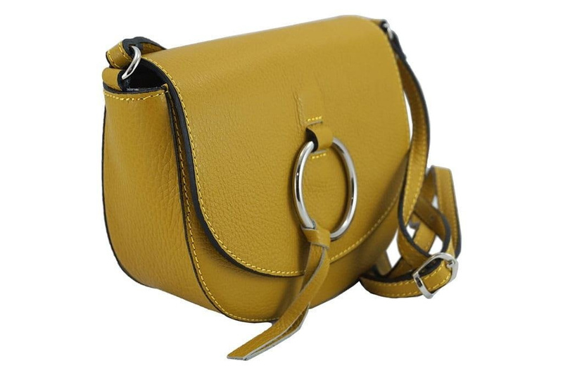 Damska skórzana listonoszka włoska - Beżowa ciemna