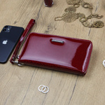 Duży zapinany Skórzany damski portfel Gregorio