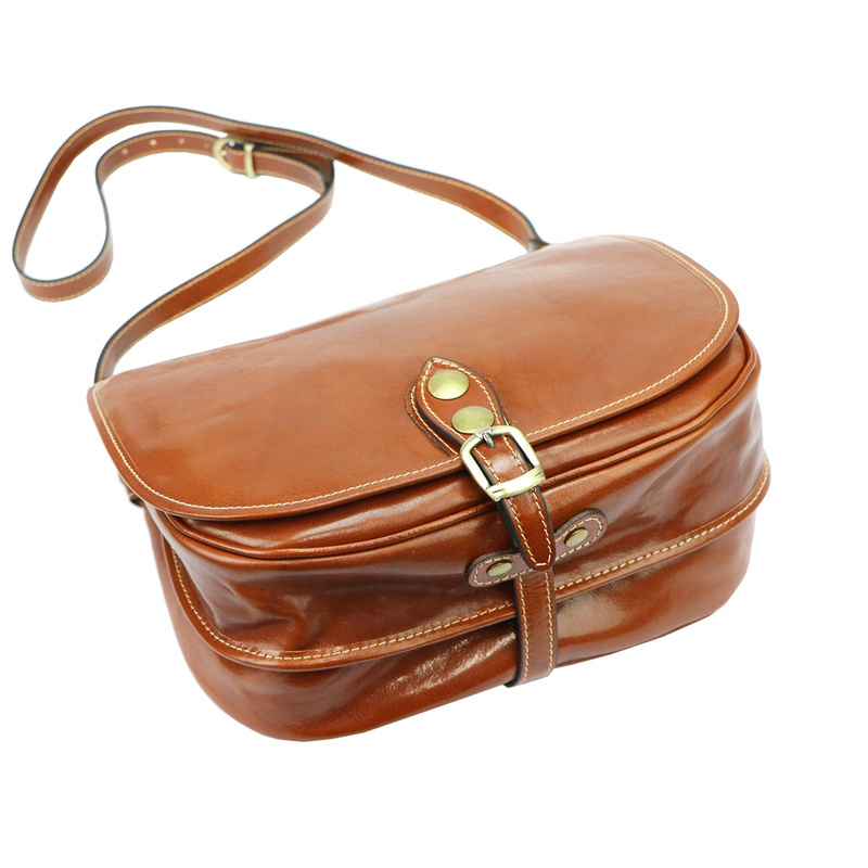 Florence skórzana damska listonoszka torebka na ramię dwukomorowa