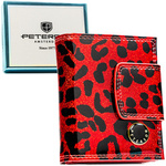 Mały portfel damski ze skóry ekologicznej i naturalnej w czerwonym kolorze - Peterson