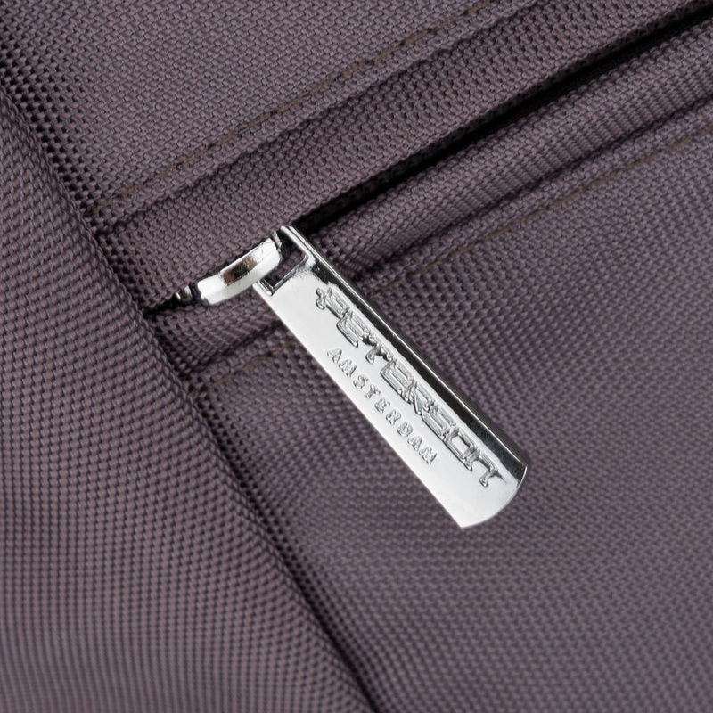 Szara shopperka damska na uchwytach i doczepianym pasku, zamykana suwakiem - Peterson