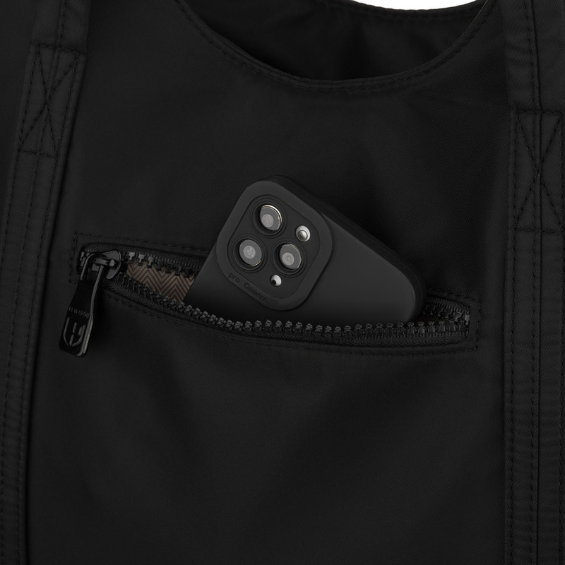 Czarna, miejska shopperka damska z poliestru, jednokomorowa - Peterson