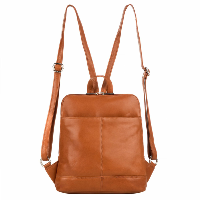 EL FORREST damski plecak skóra naturalna miejski z kieszeniami na suwak