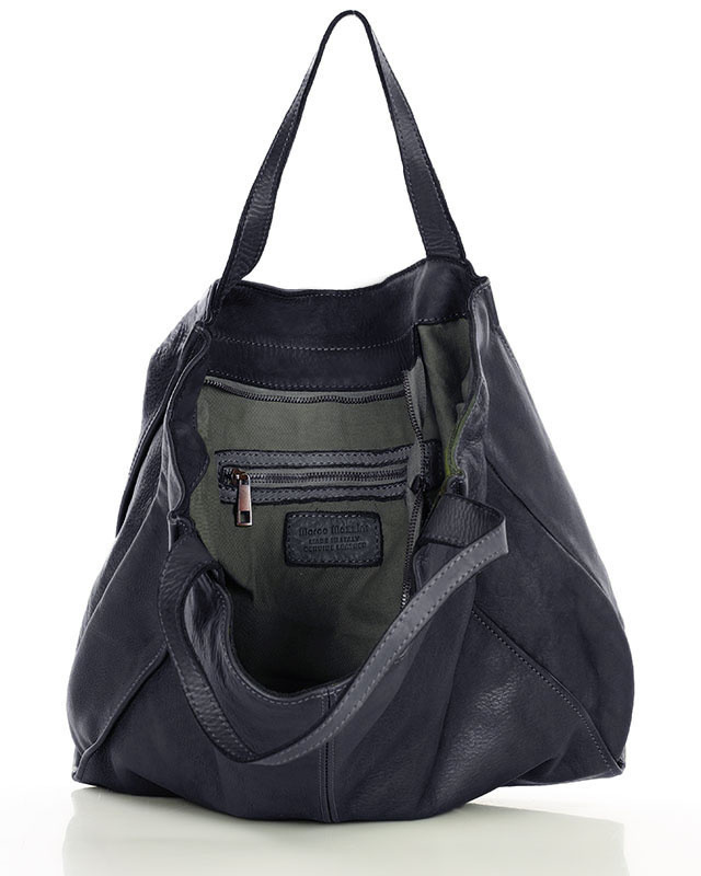 MARCO MAZZINI Torebka miejski shopper bag skóra naturalna handmade czarny