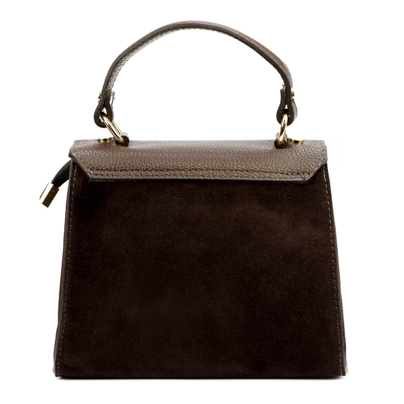 Vera Pelle mały damski kuferek skórzana torebka na ramię z paskiem