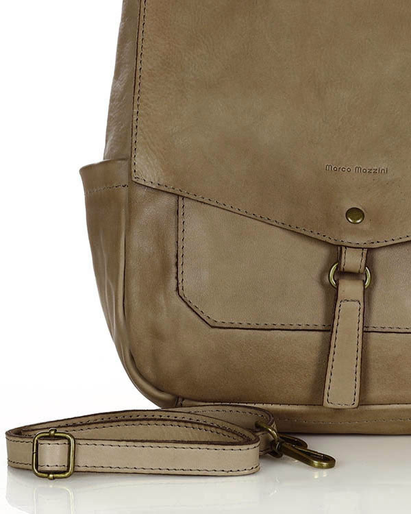 Wygodna torba damska na ramię skóra naturalna vera pelle - MARCO MAZZINI beż taupe
