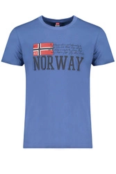 NIEBIESKI T-SHIRT M�SKI Z KR�TKIM R�KAWEM Norway 1963