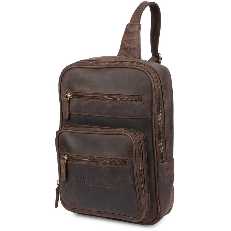 Plecak skórzany saszetka przez ramię crossbody modna 2-komorowa Beltimore N25