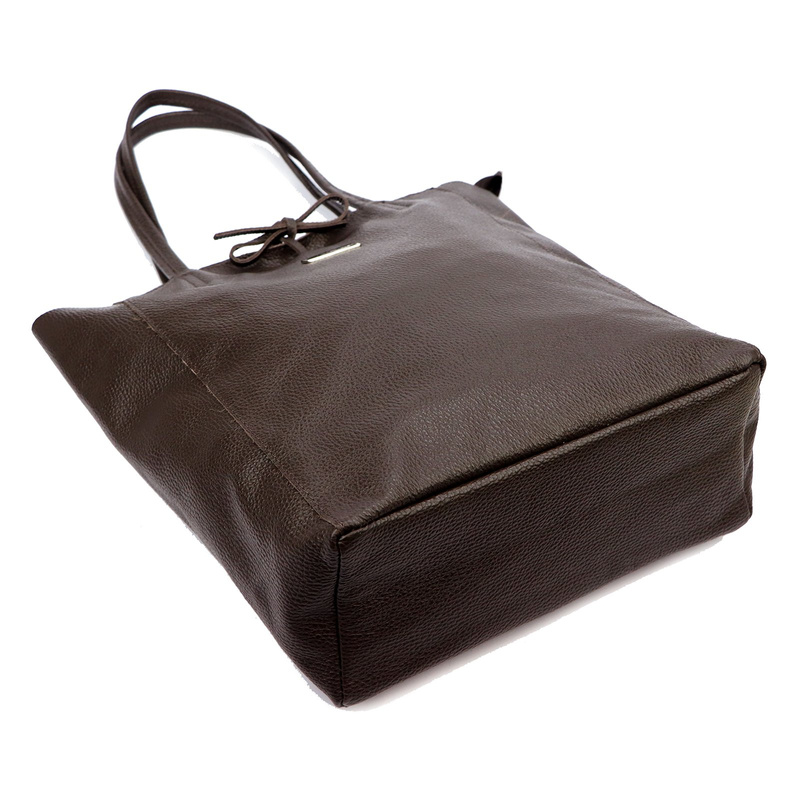 MiaMore Skórzana damska shopperbag duża torabka na ramię z kieszenią