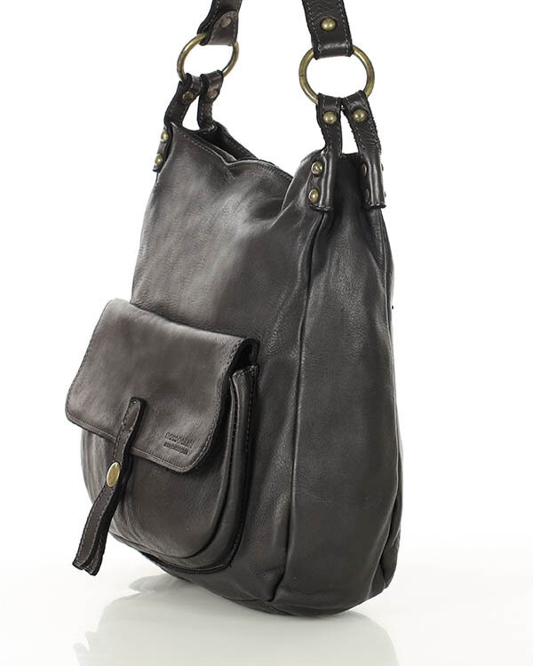 Torebka worek skóra naturalna hobo bag - MARCO MAZZINI czarna
