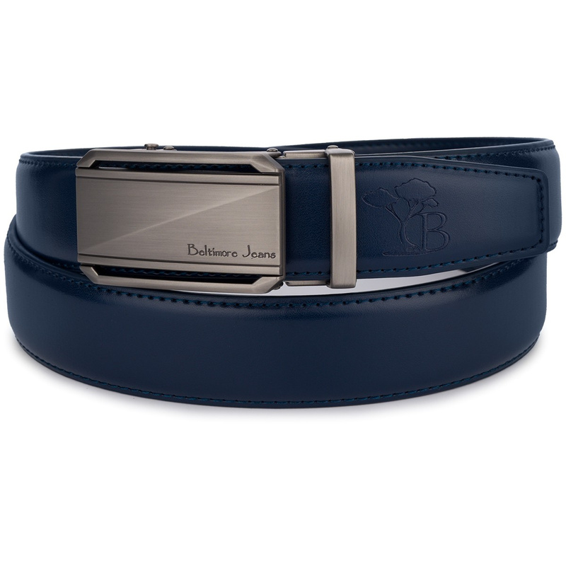 Pasek męski skórzany klamra automatyczna granatowy Beltimore A51 : Kolory - granatowy, Rozmiar pasków - r.100-115 cm