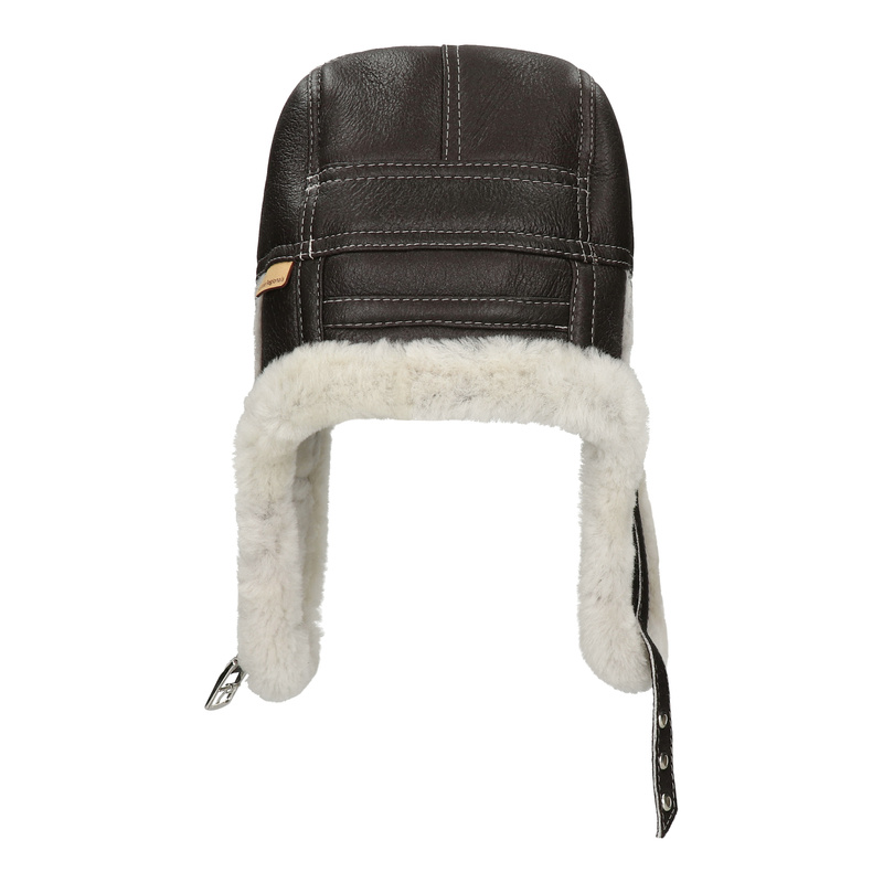 Skórzana ciepła pilotka kożuchowa czapka Podhale