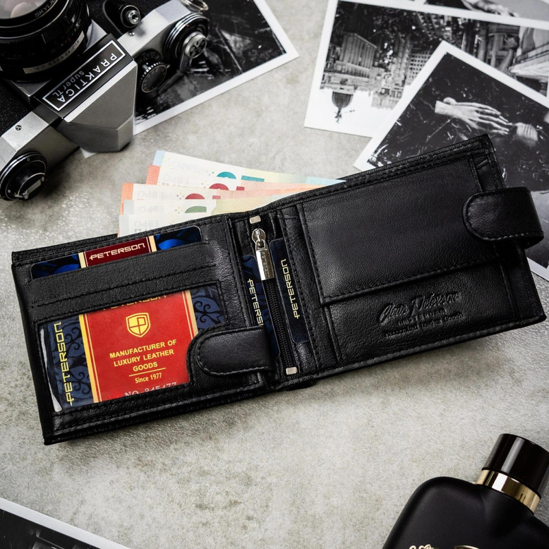 Meski zestaw prezentowy skóra naturalna Peterson PTN SET N992L-DOT BLACK