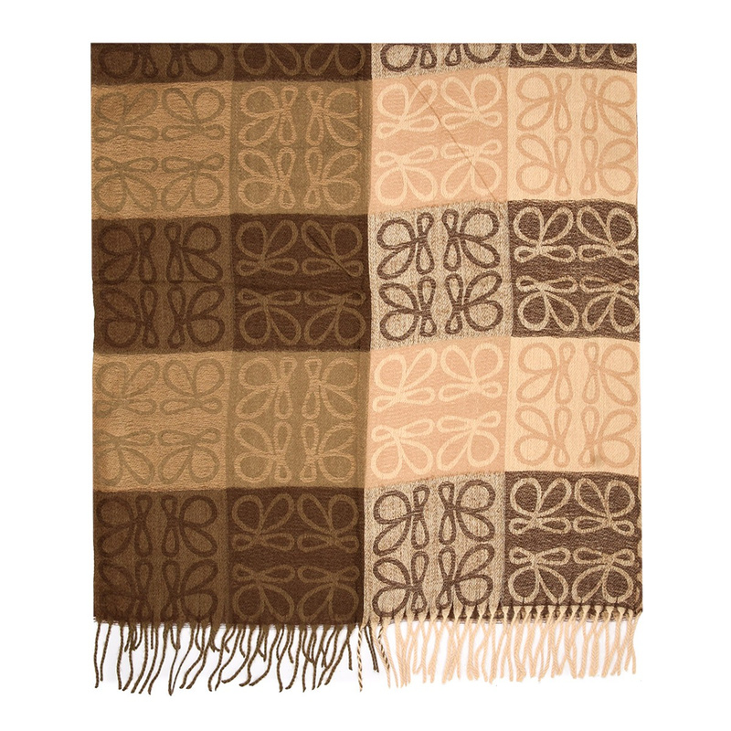 Beżowy Duży Szalik Damski bawełniany ciepły chusta na szyję RE-73