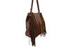 Skórzana torebka boho z frędzlami - Brązowa