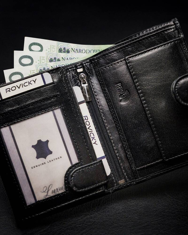 Skórzany męski portfel Rovicky N4-RVT RFID