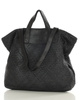 Torba damska pleciona shopper & shoulder leather bag - MARCO MAZZINI czarna