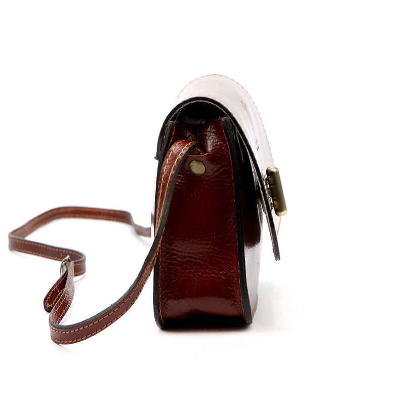 Florence Skórzana elegancka damska listonoszka torebka na ramię z klapą