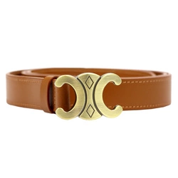 Gregorio Damski pasek do spodni skóra naturalna ze stylową klamrą złotą