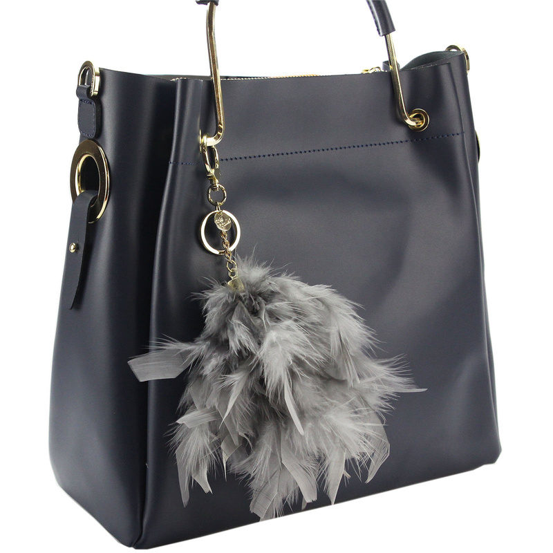 Gregorio Zawieszka pompon brelok z piórami do kluczy do torebki elegancki