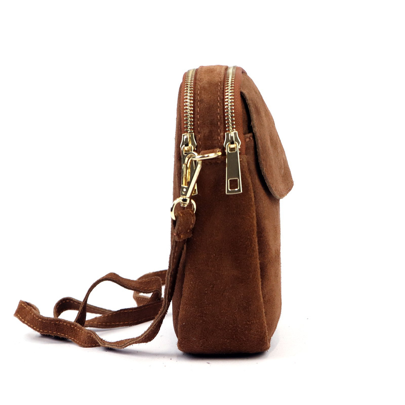 Luka Mała damska dwukomorowa listonoszka skórzana zamszowa przez ramię