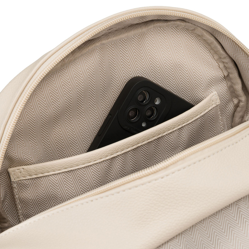 Miejski plecak damski ze skóry ekologicznej w jasnobeżowym kolorze - Rovicky