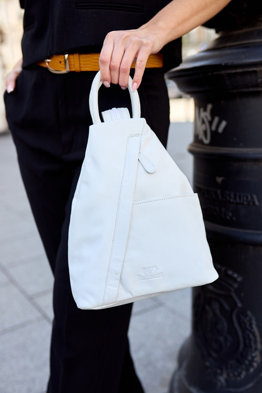 Plecak damski włoski plecaczek skórzany biały mały Beltimore T52