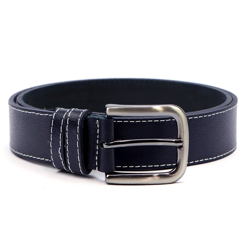 VerMari stylowy pasek do spodni skóra naturalna klasyczna srebrna klamra