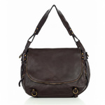 Półokrągła torba listonoszka skórzana saddle bag vintage - ciemny brąz