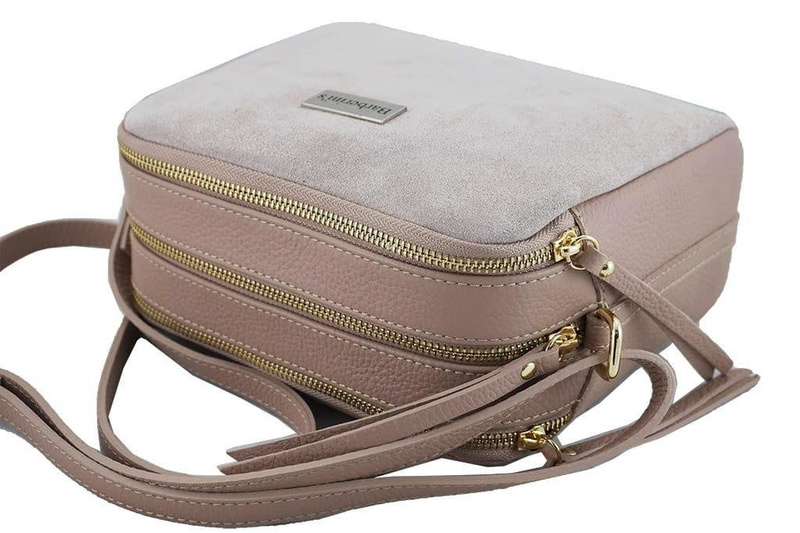 Damska skórzana listonoszka włoska - Szara ciemna