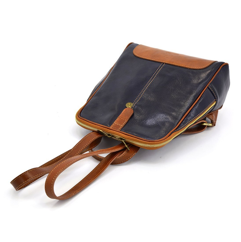 Florence Miejski Damski plecak skóra naturalna z kieszeniami na suwak