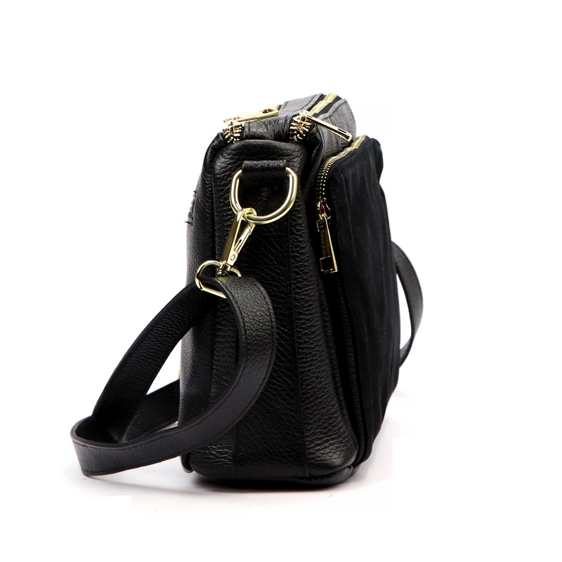 Luka damska listonoszka na ramię skóra naturalna dwie komory trzy kieszenie