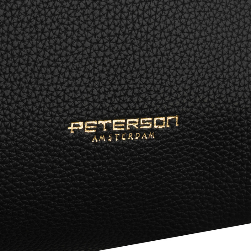 Czarna shopperka damska wykonana ze skóry ekologicznej z praktycznym etui w zestawie - Peterson